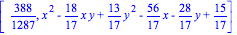 [388/1287, x^2-18/17*x*y+13/17*y^2-56/17*x-28/17*y+15/17]